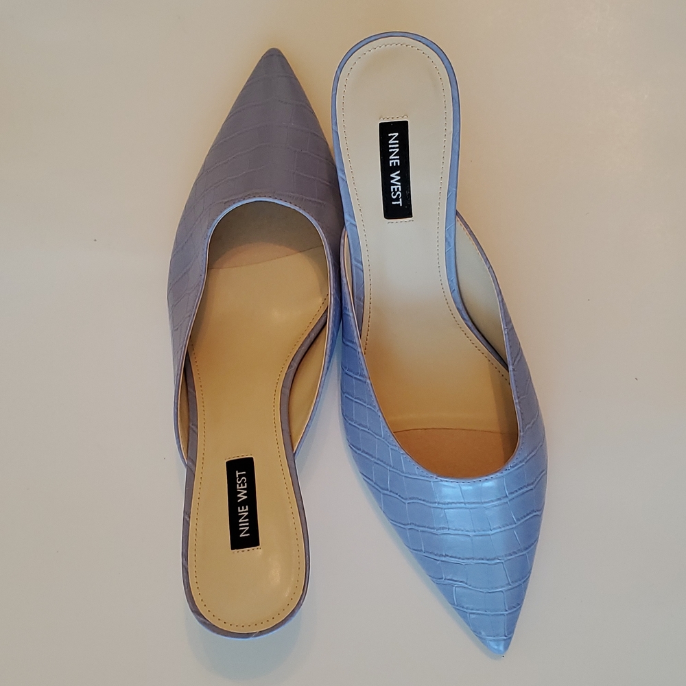 Nine West Light Blue Mules